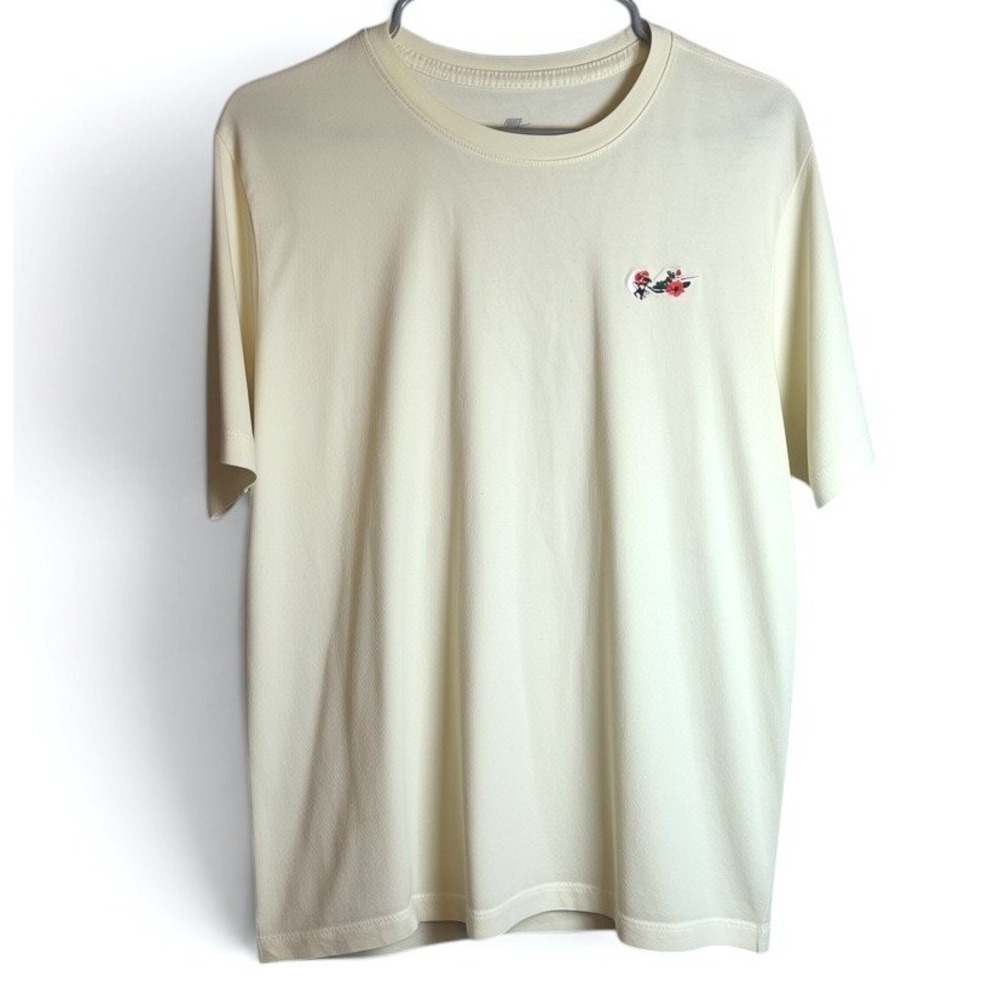 Nike Mini Swoosh Embroidered Tee Cream Spider Floral Logo‎ Shirt Mens Large